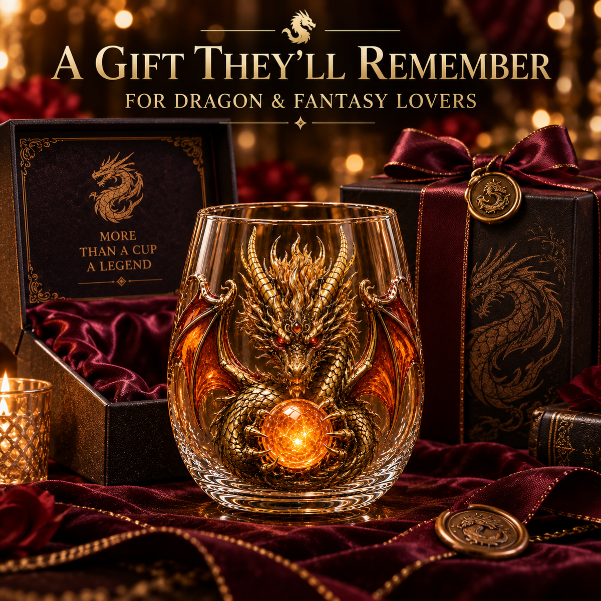 🔥Limited Time-50% OFF🐉 Mythic Dragon Glass Cup✨ Raised Fantasy Art for Whiskey & Décor
