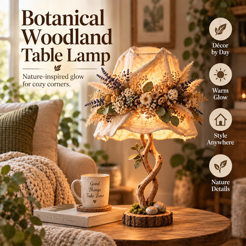 💥 50% OFF🌿 Botanical Woodland Table Lamp✨ Warm Glow & Nature-Inspired Decor