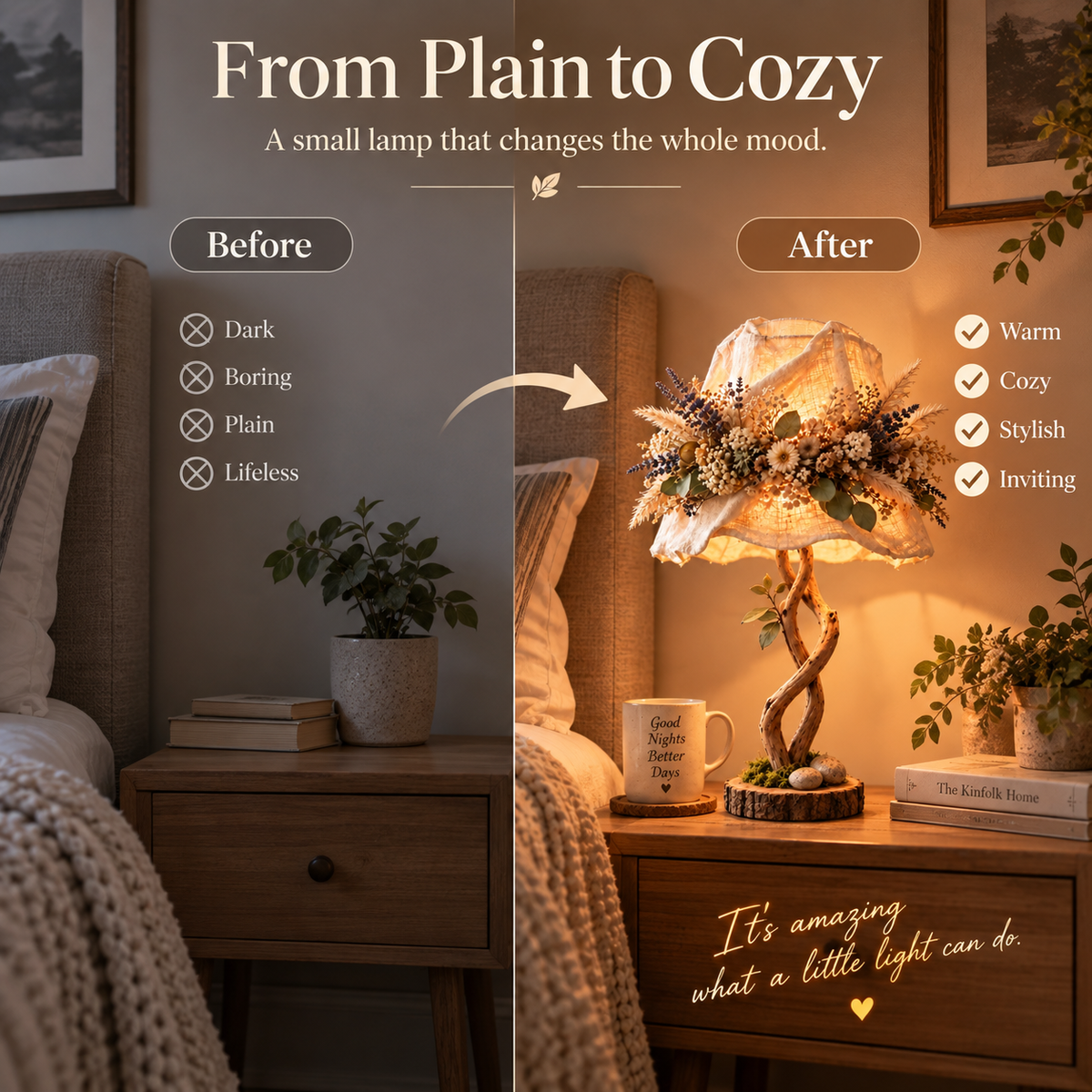 💥 50% OFF🌿 Botanical Woodland Table Lamp✨ Warm Glow & Nature-Inspired Decor