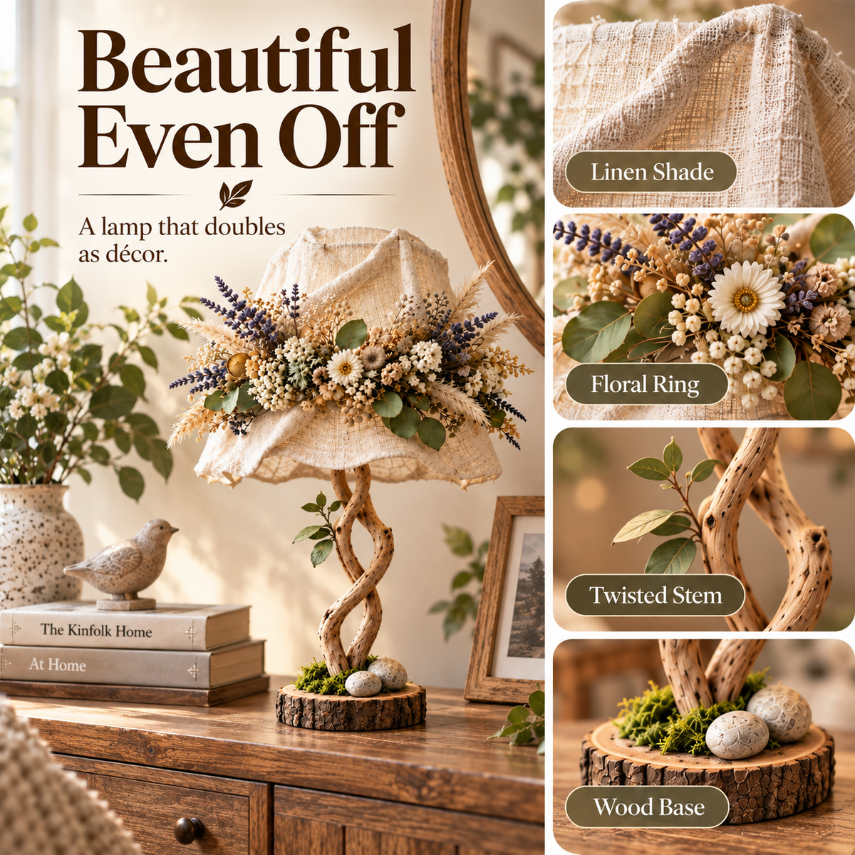 💥 50% OFF🌿 Botanical Woodland Table Lamp✨ Warm Glow & Nature-Inspired Decor