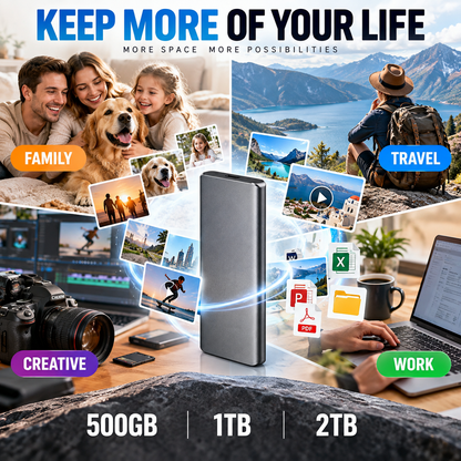 💥 50% OFF💾 Portable External SSD✨ Keep Photos, Videos & Files Safe