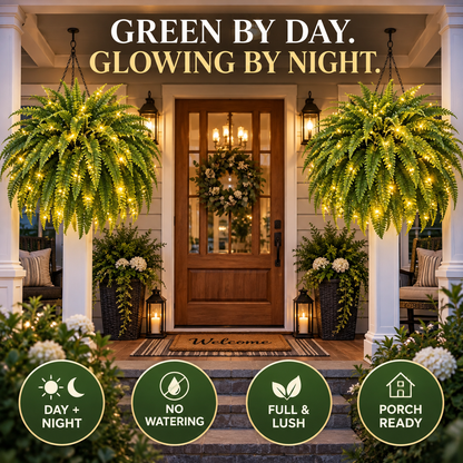 💥 50% OFF💛 Glowing Boston Ferns with Lights✨ Zero Watering & Maintenance