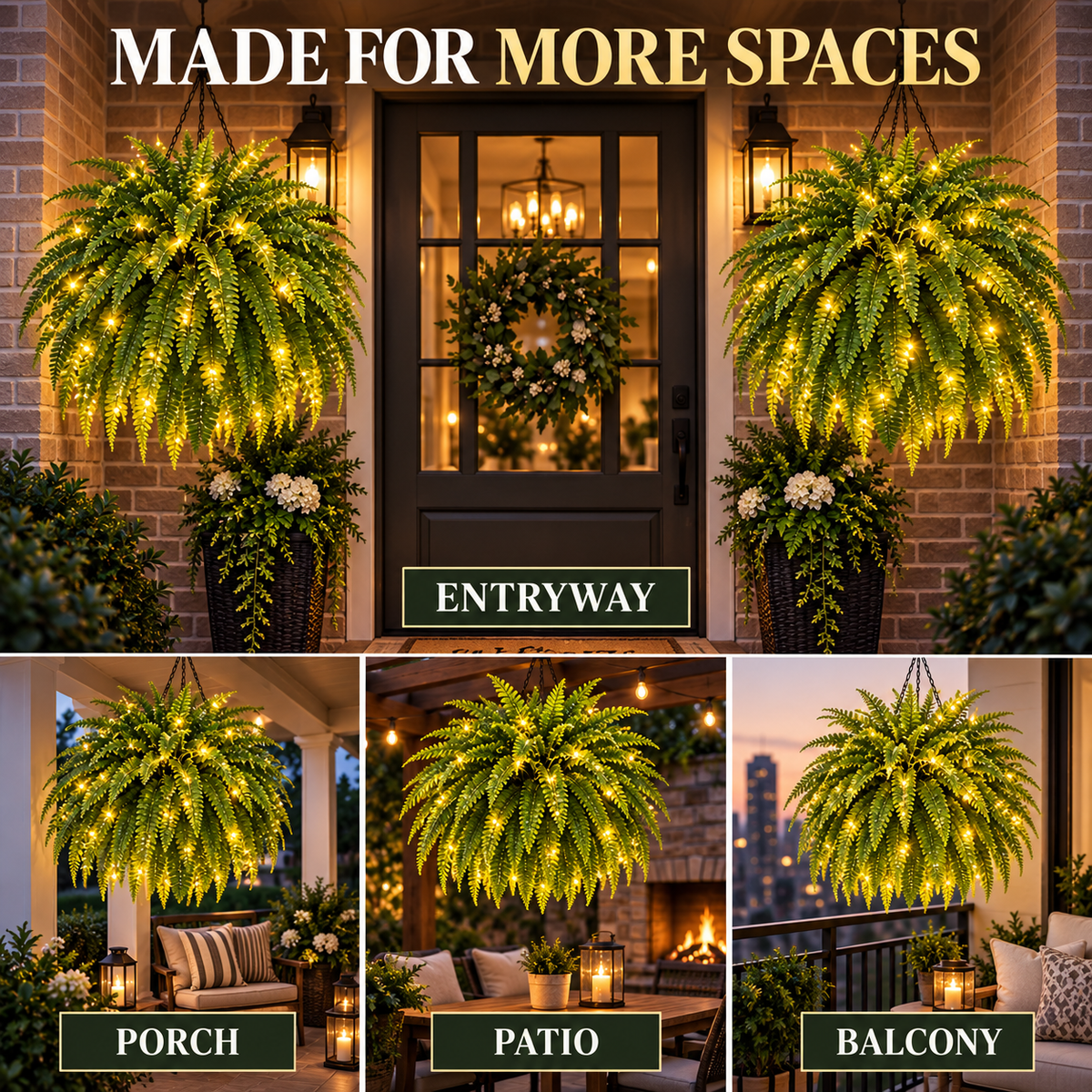 💥 50% OFF💛 Glowing Boston Ferns with Lights✨ Zero Watering & Maintenance