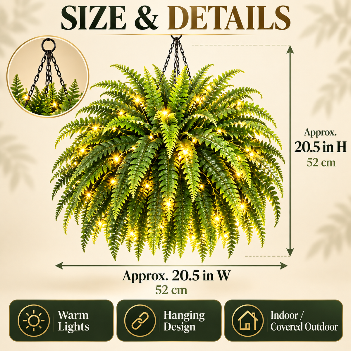 💥 50% OFF💛 Glowing Boston Ferns with Lights✨ Zero Watering & Maintenance