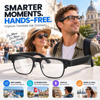 💥Limited Time-50% OFF🕶️ Smart Bluetooth Glasses✨ Photograph, Music & AI Translation（Smart adjustment of glasses prescription）