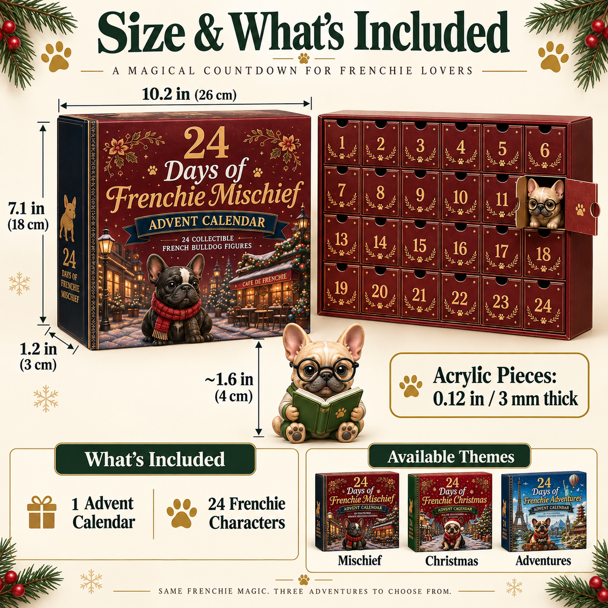 🔥 Limited Time-50% Off🐶 24-Day Frenchie Christmas Advent Calendar✨ 24 Characters & Daily Surprises