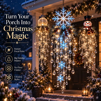 🔥 50% OFF Ends Today ❄️ Christmas Hanging Snowflake & Crystal LED Light | Magical Porch Glow ✨