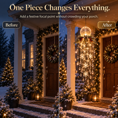 🔥 50% OFF Ends Today ❄️ Christmas Hanging Snowflake & Crystal LED Light | Magical Porch Glow ✨
