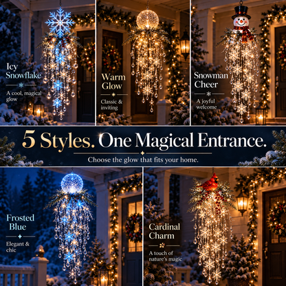 🔥 50% OFF Ends Today ❄️ Christmas Hanging Snowflake & Crystal LED Light | Magical Porch Glow ✨