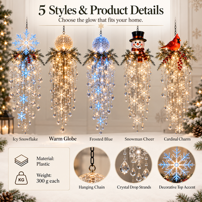 🔥 50% OFF Ends Today ❄️ Christmas Hanging Snowflake & Crystal LED Light | Magical Porch Glow ✨