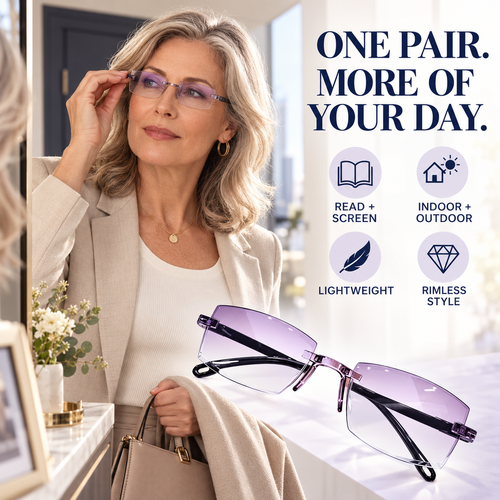 💥 50% OFF 👓 Smart Zoom Reading Glasses ✨ See Near, Screen & Everyday Clearly