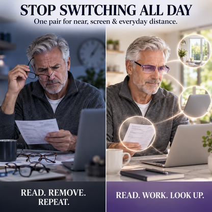 💥 50% OFF 👓 Smart Zoom Reading Glasses ✨ See Near, Screen & Everyday Clearly