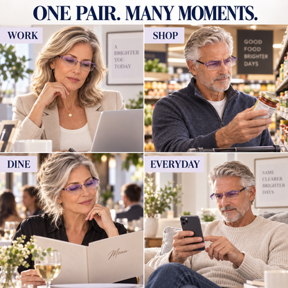 💥 50% OFF 👓 Smart Zoom Reading Glasses ✨ See Near, Screen & Everyday Clearly
