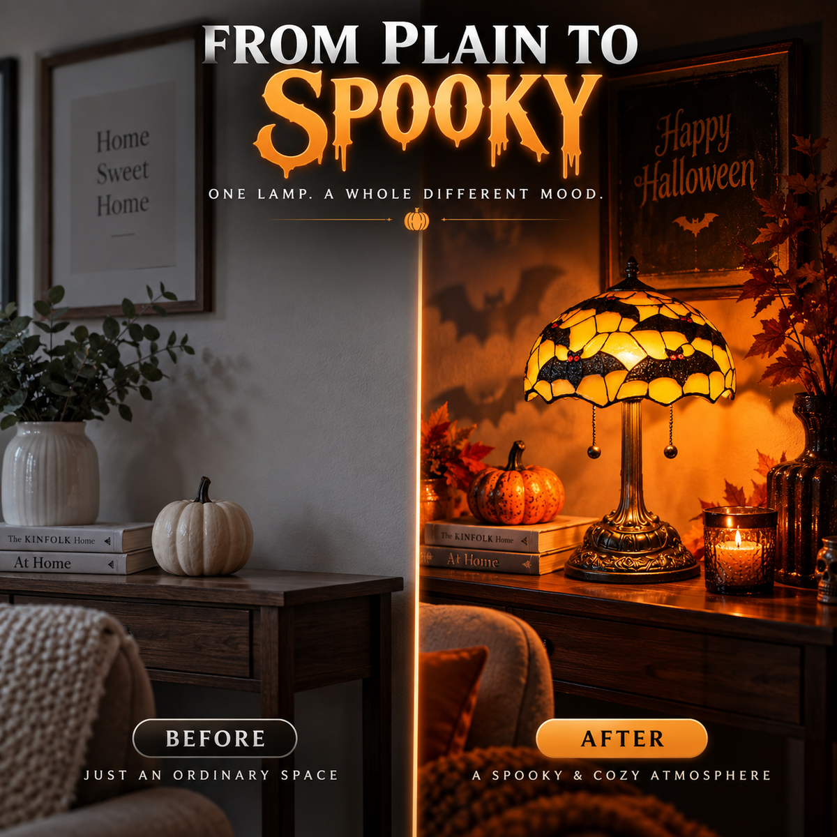🎃 Bring Halloween Home 🕯️ Vintage Tiffany-Style Lamp ✨ Make Every Night Feel Like Spooky Season