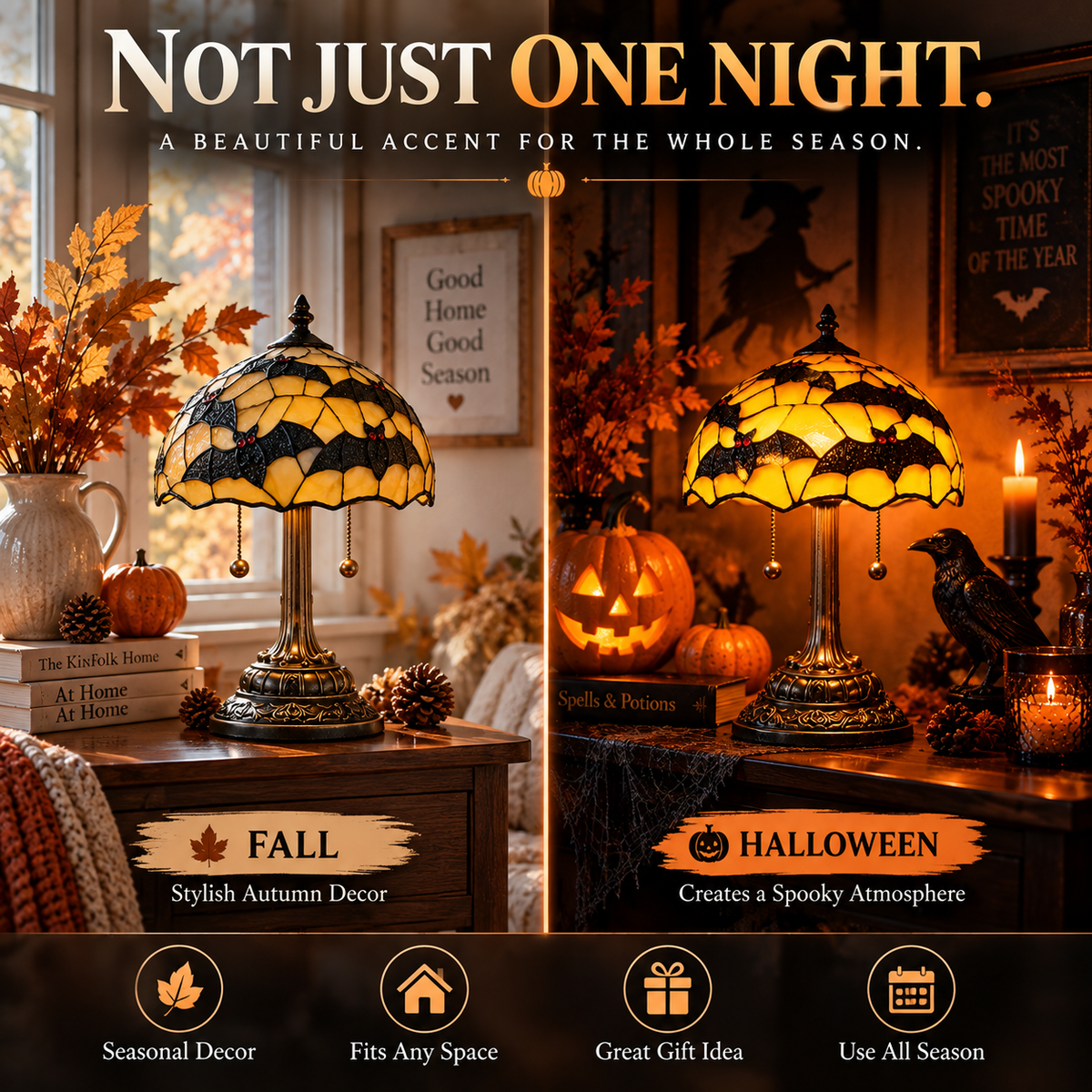 🎃 Bring Halloween Home 🕯️ Vintage Tiffany-Style Lamp ✨ Make Every Night Feel Like Spooky Season
