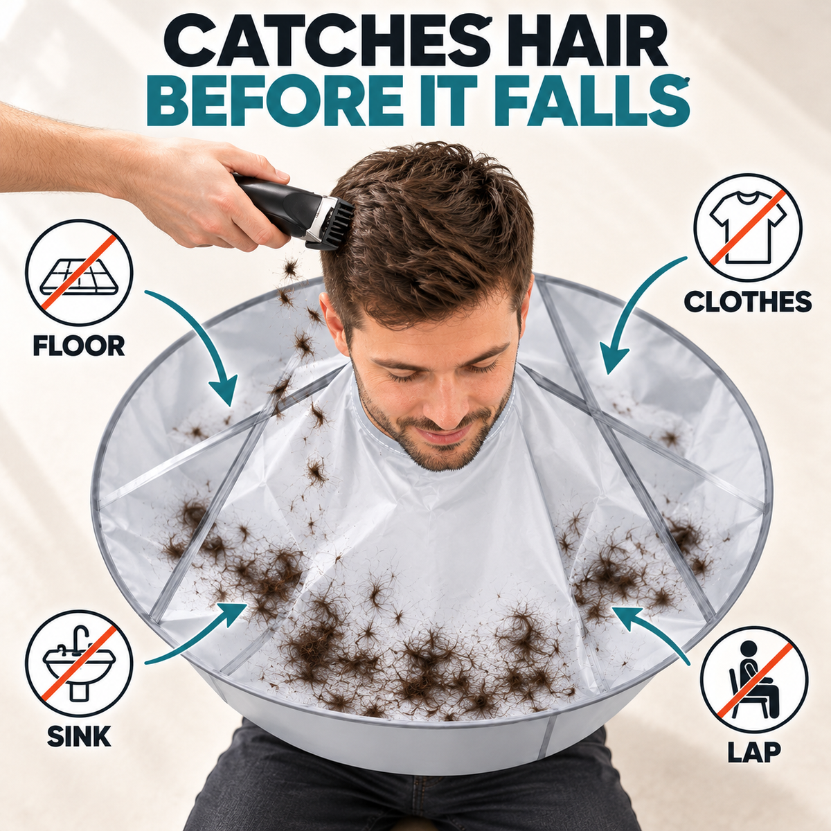 🔥 50% OFF | 💈 Waterproof 360° Hair Cutting Cape – Foldable Hair Catcher
