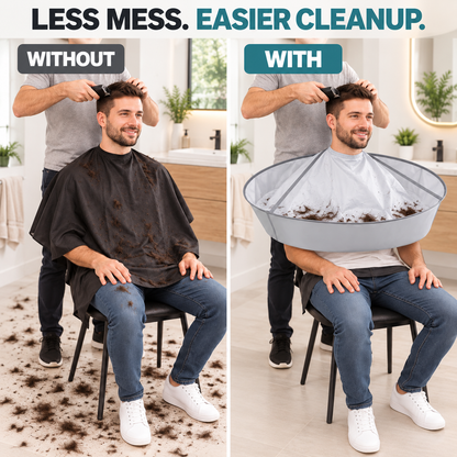 🔥 50% OFF | 💈 Waterproof 360° Hair Cutting Cape – Foldable Hair Catcher