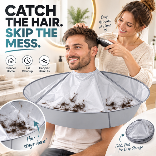 🔥 50% OFF | 💈 Waterproof 360° Hair Cutting Cape – Foldable Hair Catcher