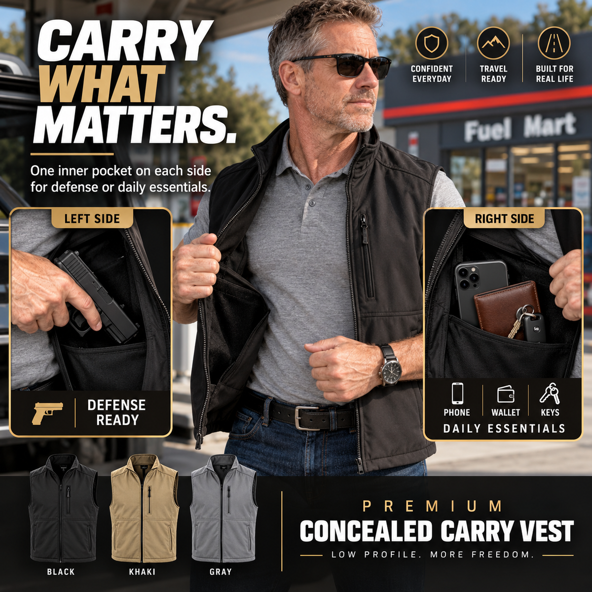 🔥Limited Time-50% OFF🦺 Premium Concealed Carry Vest ✨ Stay Ready & Keep Essentials Close