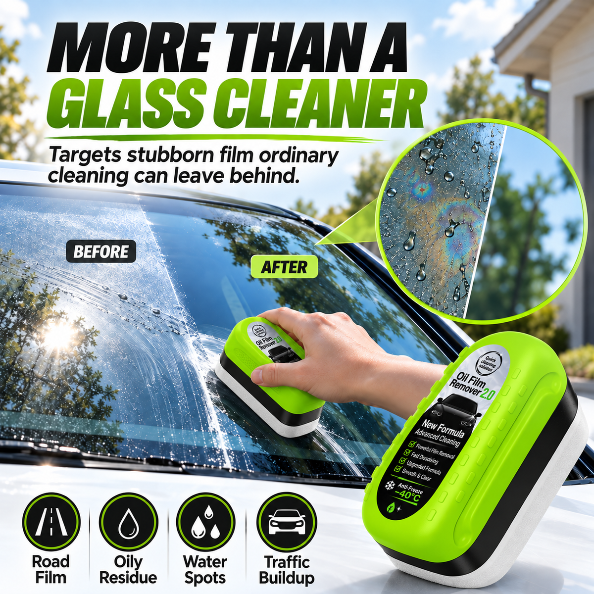 💥 50% OFF 🚗 Windshield Oil Film Remover ✨ Cuts Greasy Haze & Restores Clarity