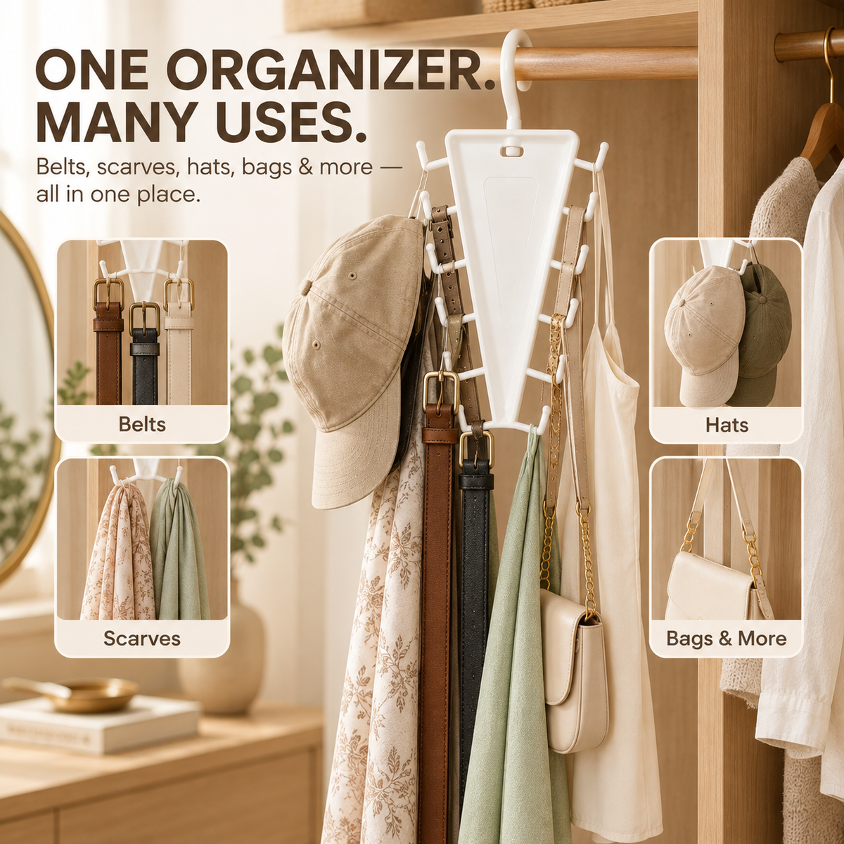💥 BUY 1 GET 1 FREE 👗V-Shaped 12-Hook 360° Rotating Closet Organizer✨ Save Space & Stay Organized