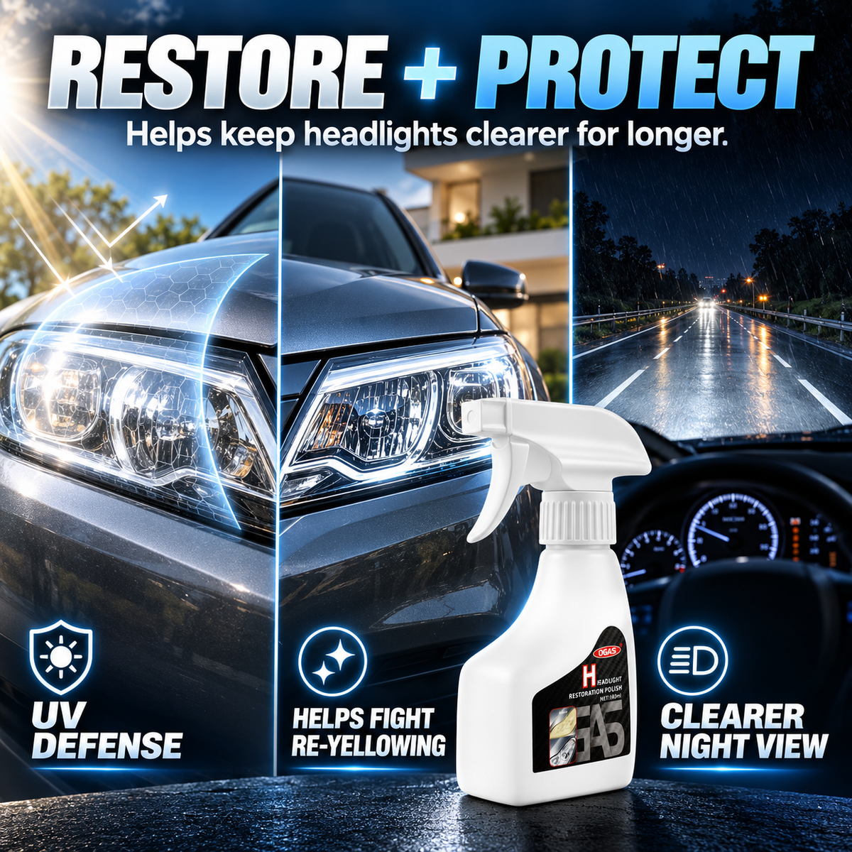 🔥 49% OFF TODAY ONLY ✨ Updated Car Headlight Restoration Kit - Surface Cleaner
