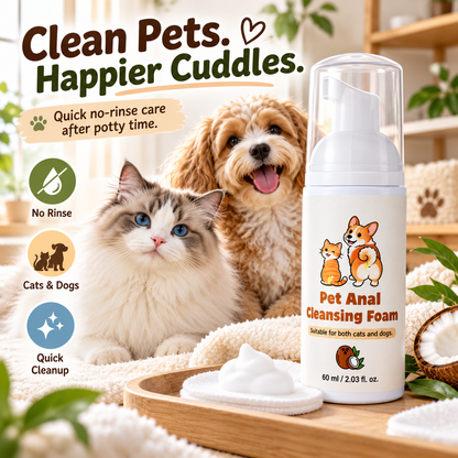 🐾 PET CARE ESSENTIAL | No-Rinse Pet Anal Cleansing Foam – Quick Post-Potty Cleanup for Cats & Dogs