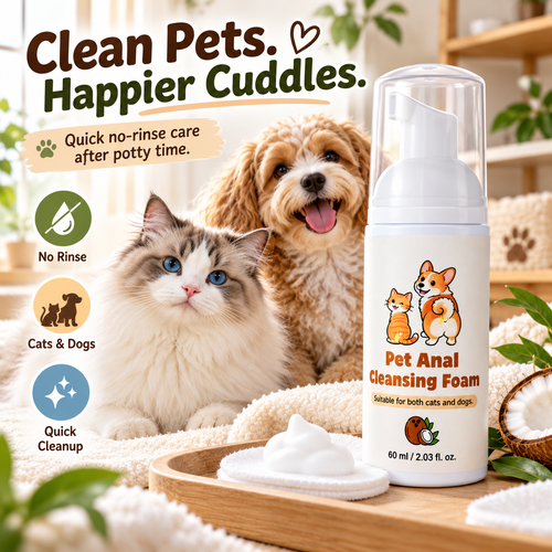 🐾 PET CARE ESSENTIAL | No-Rinse Pet Anal Cleansing Foam – Quick Post-Potty Cleanup for Cats & Dogs