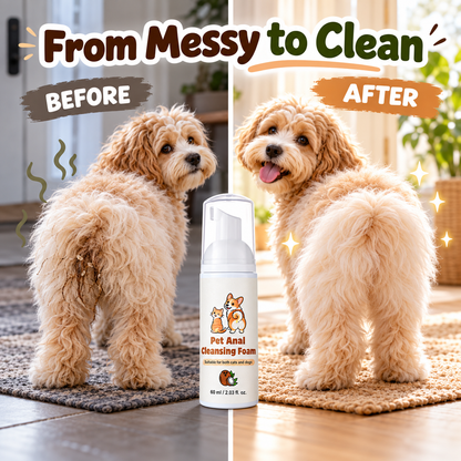 🐾 PET CARE ESSENTIAL | No-Rinse Pet Anal Cleansing Foam – Quick Post-Potty Cleanup for Cats & Dogs