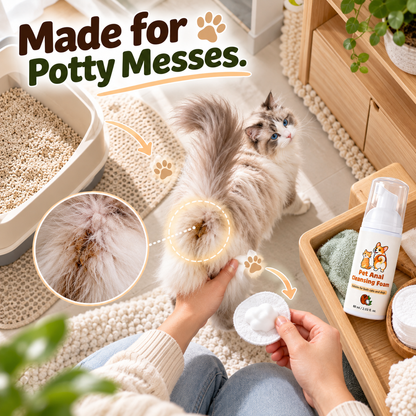 🐾 PET CARE ESSENTIAL | No-Rinse Pet Anal Cleansing Foam – Quick Post-Potty Cleanup for Cats & Dogs