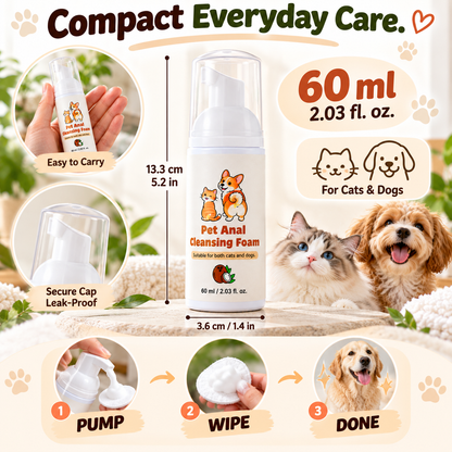 🐾 PET CARE ESSENTIAL | No-Rinse Pet Anal Cleansing Foam – Quick Post-Potty Cleanup for Cats & Dogs