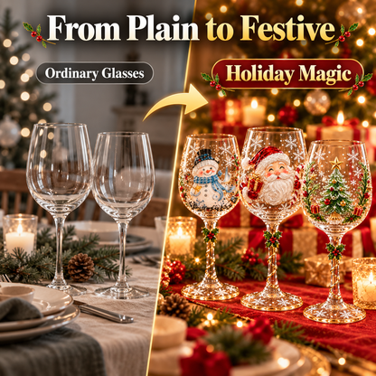 🎄 Christmas Hosting Essential | 6-Piece Festive 3D Wine Glass Gift Set