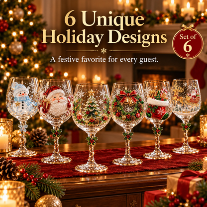 🎄 Christmas Hosting Essential | 6-Piece Festive 3D Wine Glass Gift Set