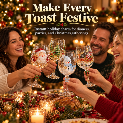 🎄 Christmas Hosting Essential | 6-Piece Festive 3D Wine Glass Gift Set