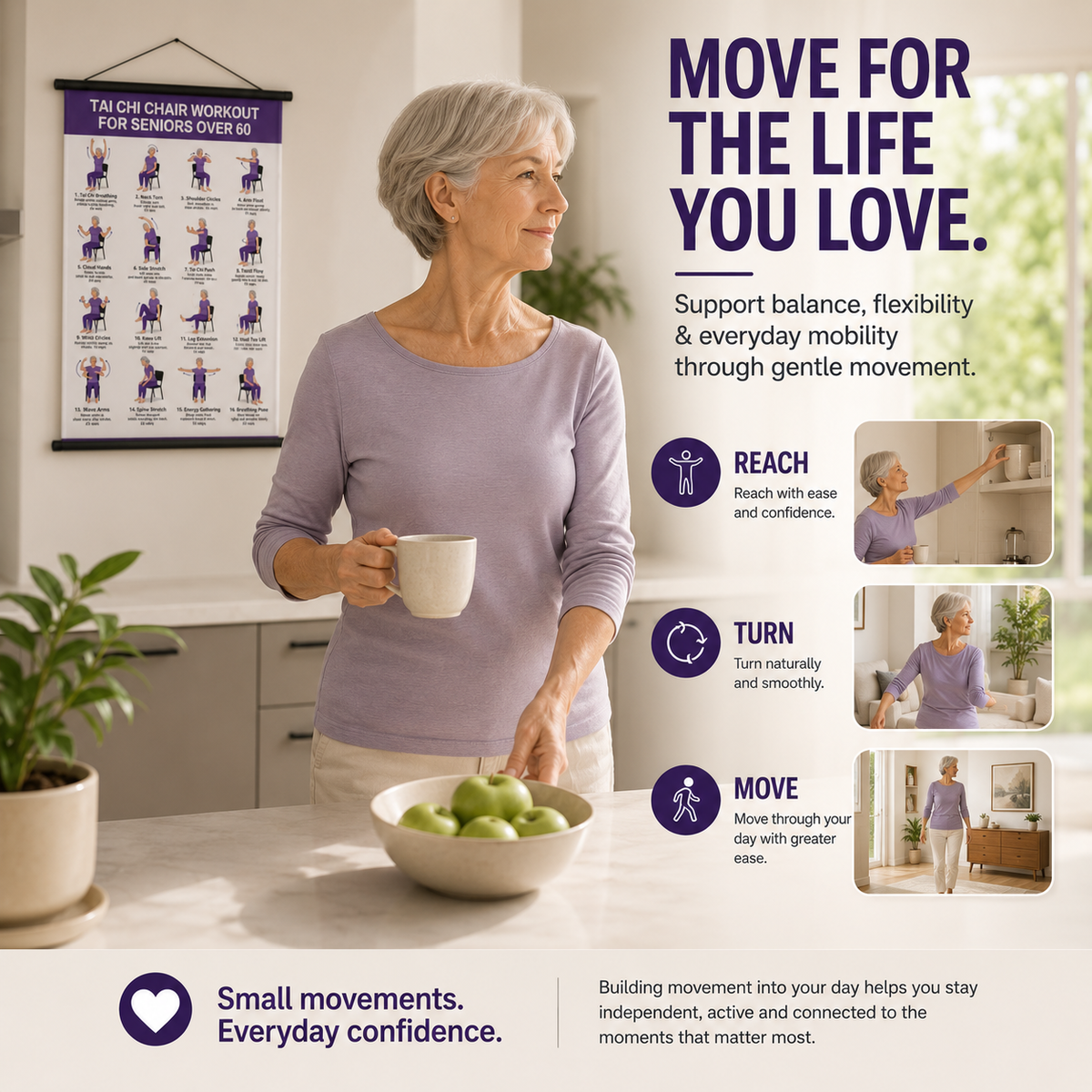🔥Tai Chi Chair Workout Chart for Seniors (16 x 24 inches)