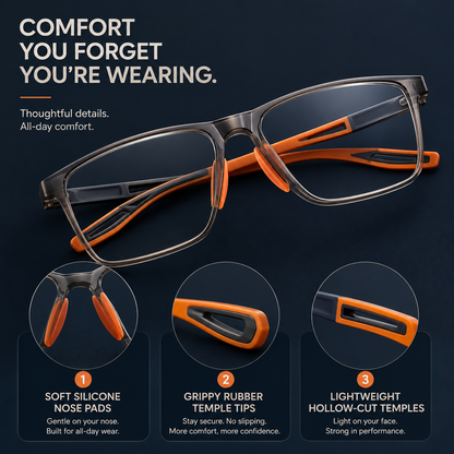 Varifocal Glasses Mens, Vision Sync Multifocal Glasses, Automatic Zoom Reading Glasses with Progressive Lenses, 6‑Piece Set with Smart Zoom Technology in Multiple Frame Colours