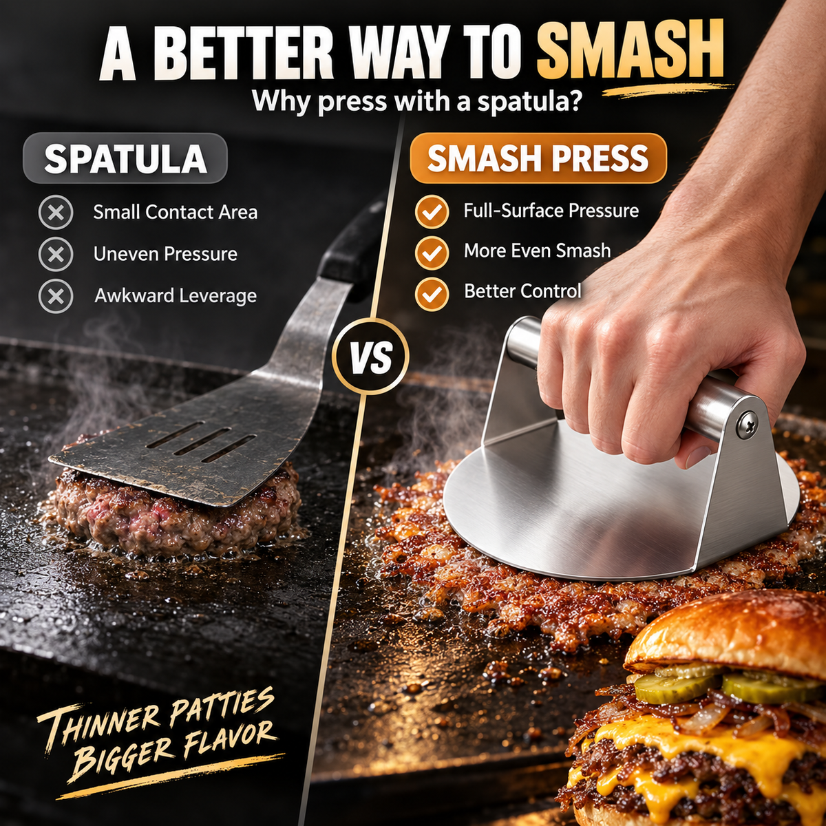 Stainless Steel Burger Press  # Smash Burger Press‑ Pro Non‑Stick Burger Smasher 🍔