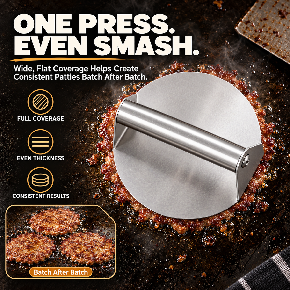 Stainless Steel Burger Press  # Smash Burger Press‑ Pro Non‑Stick Burger Smasher 🍔