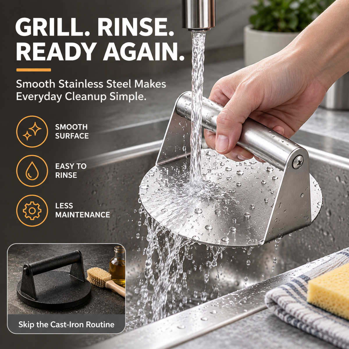 Stainless Steel Burger Press  # Smash Burger Press‑ Pro Non‑Stick Burger Smasher 🍔