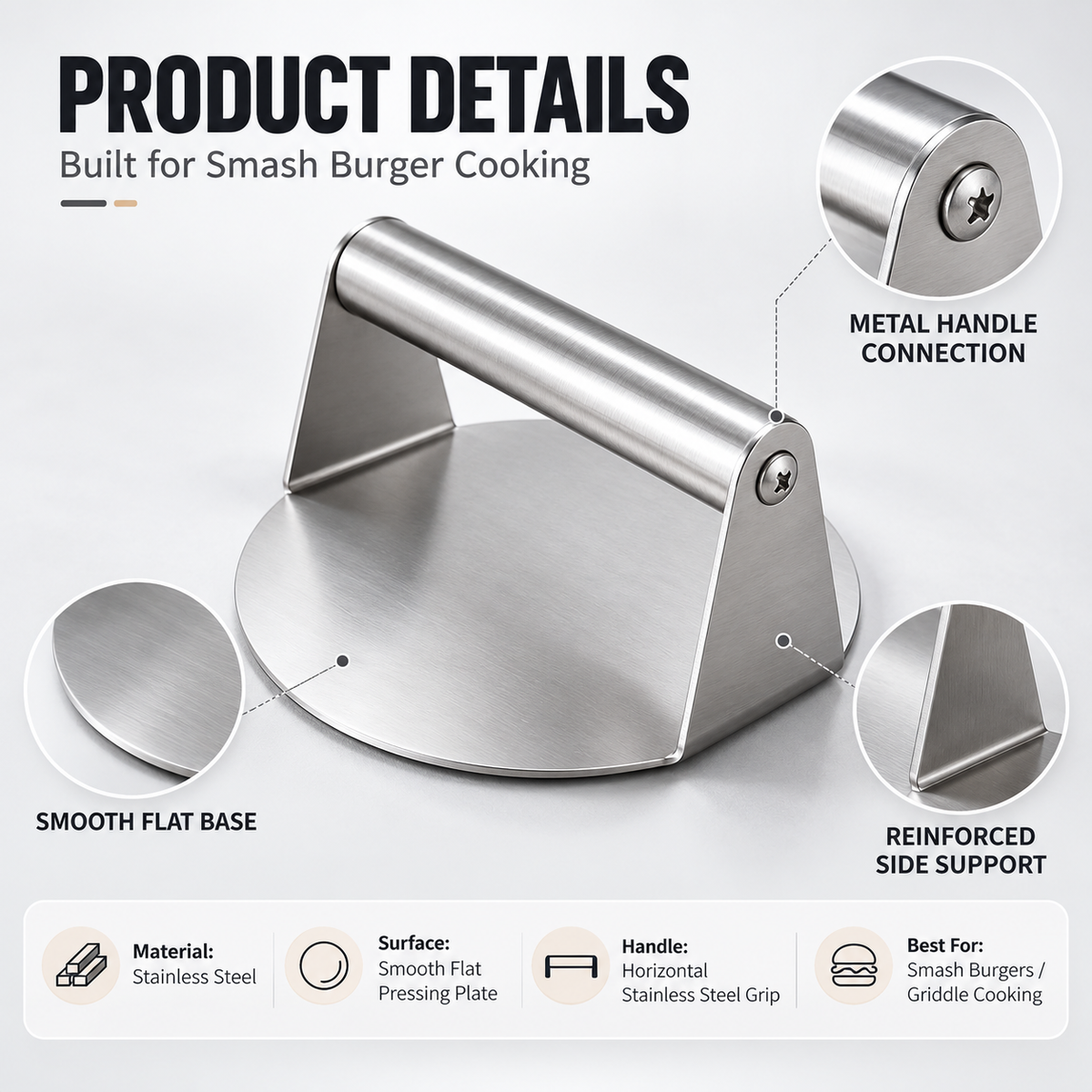 Stainless Steel Burger Press  # Smash Burger Press‑ Pro Non‑Stick Burger Smasher 🍔