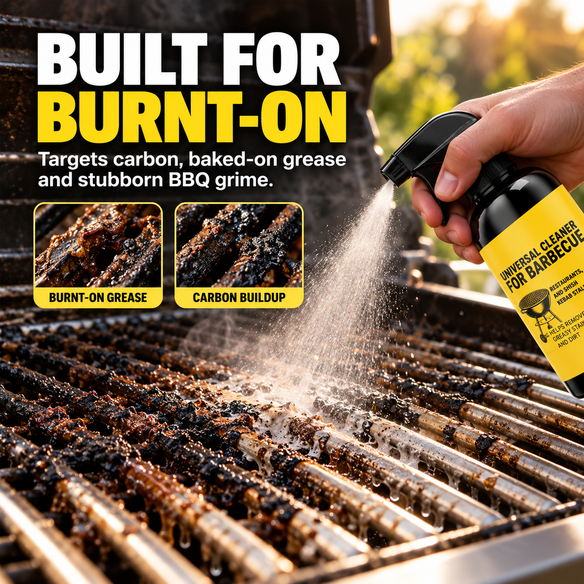 Heavy-Duty BBQ Grill Cleaner – Loosens Baked-On Grease & Carbon