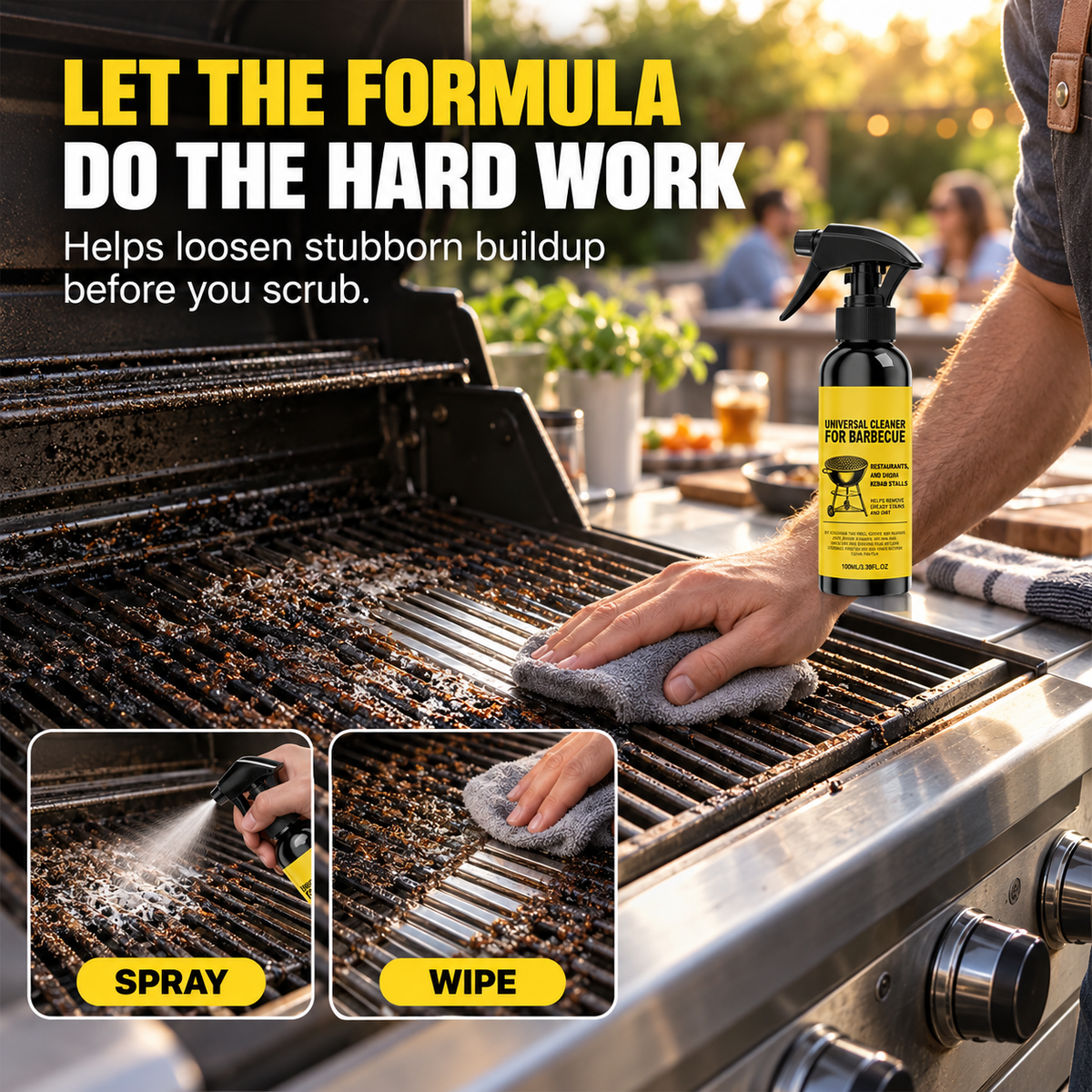 Heavy-Duty BBQ Grill Cleaner – Loosens Baked-On Grease & Carbon