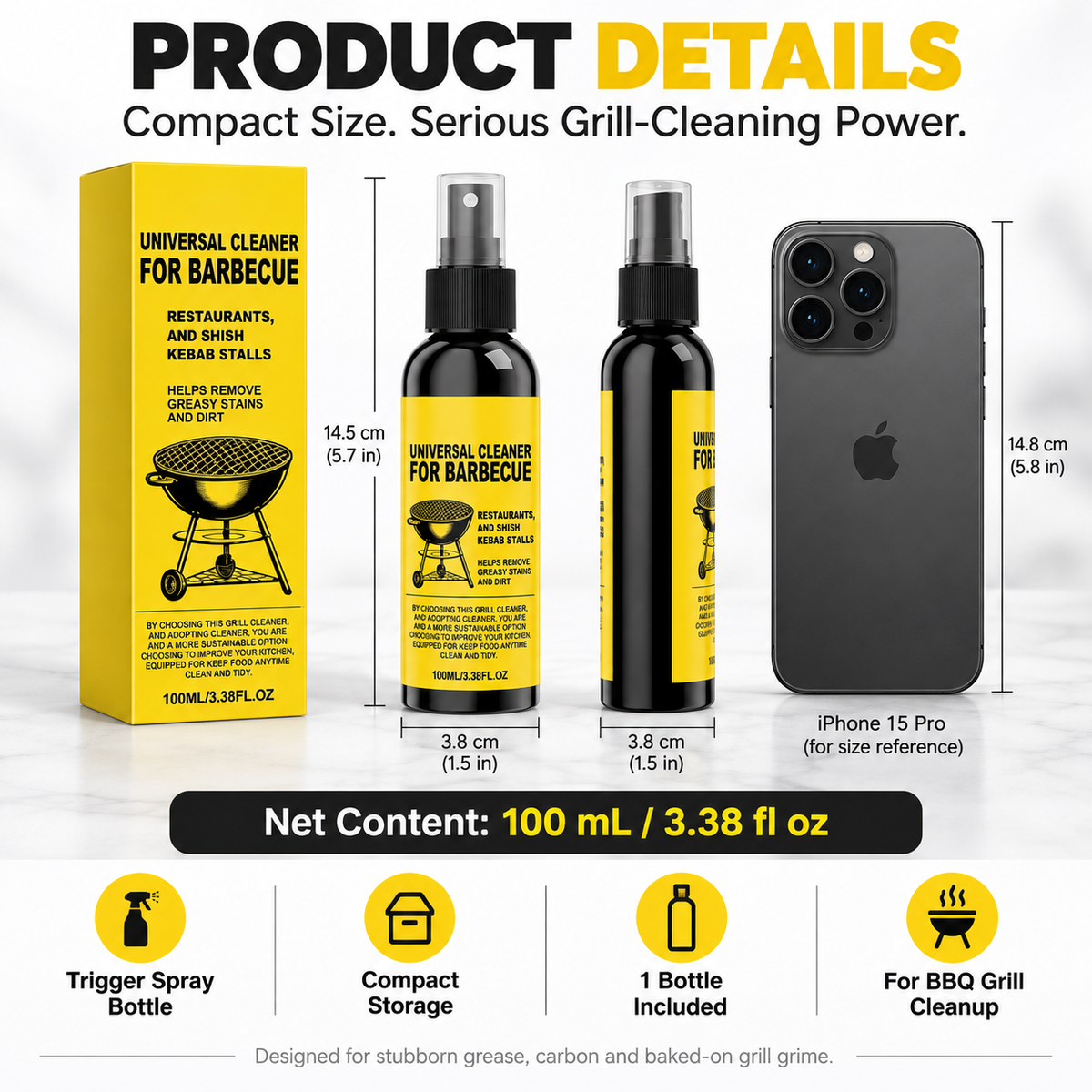 Heavy-Duty BBQ Grill Cleaner – Loosens Baked-On Grease & Carbon