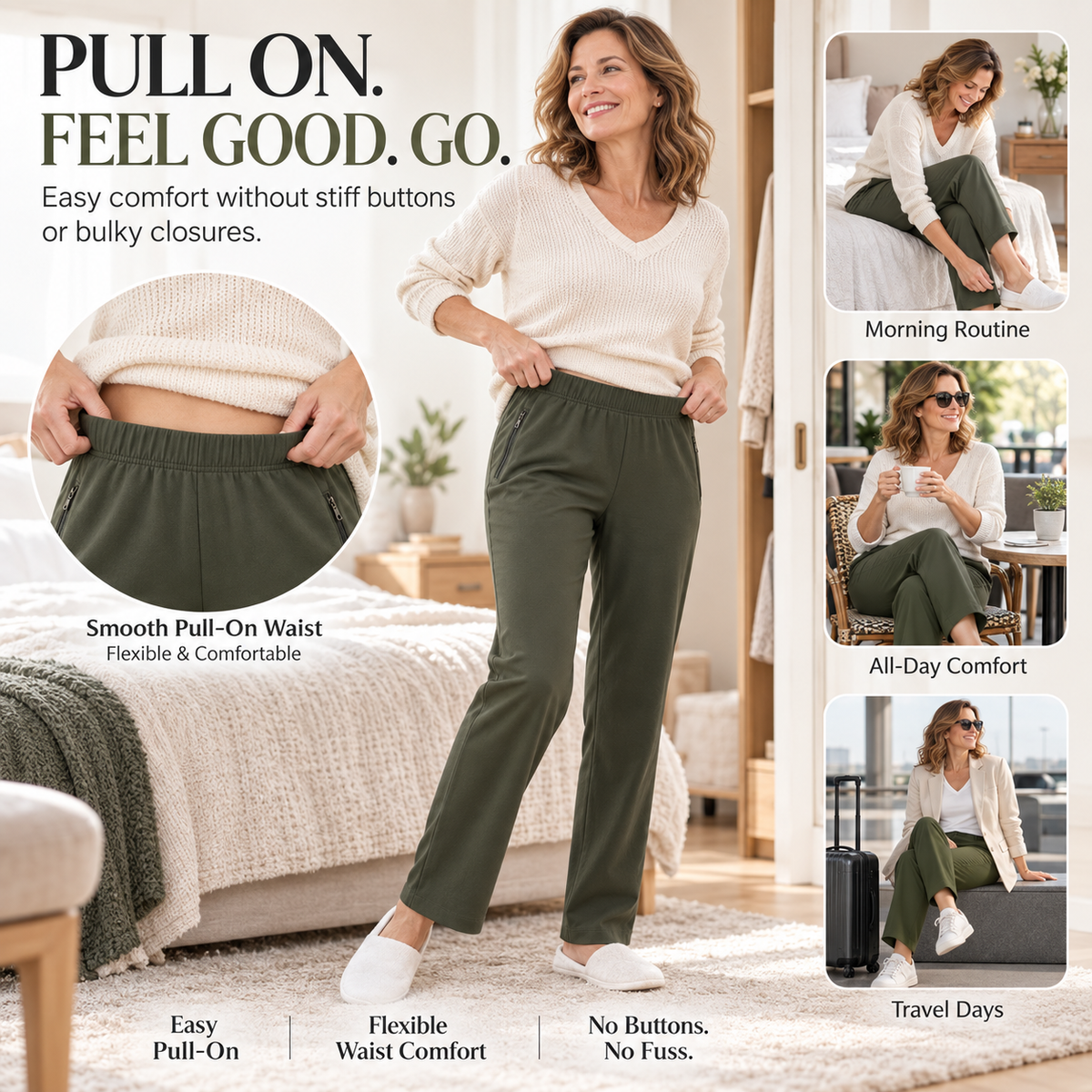 StretchActive – Women's Ultra Soft Stretch Perfect Drape Casual Pants