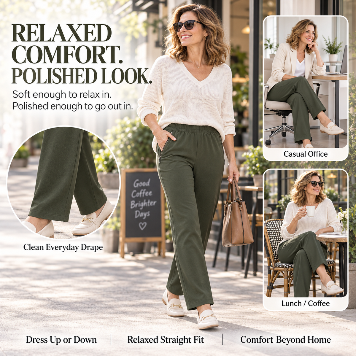StretchActive – Women's Ultra Soft Stretch Perfect Drape Casual Pants