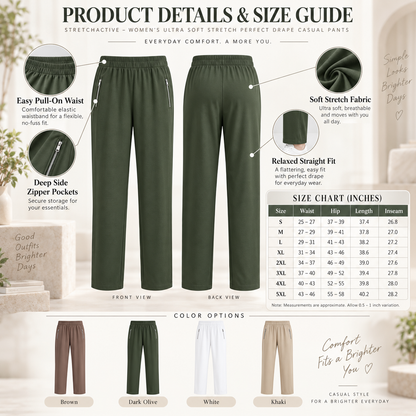 StretchActive – Women's Ultra Soft Stretch Perfect Drape Casual Pants