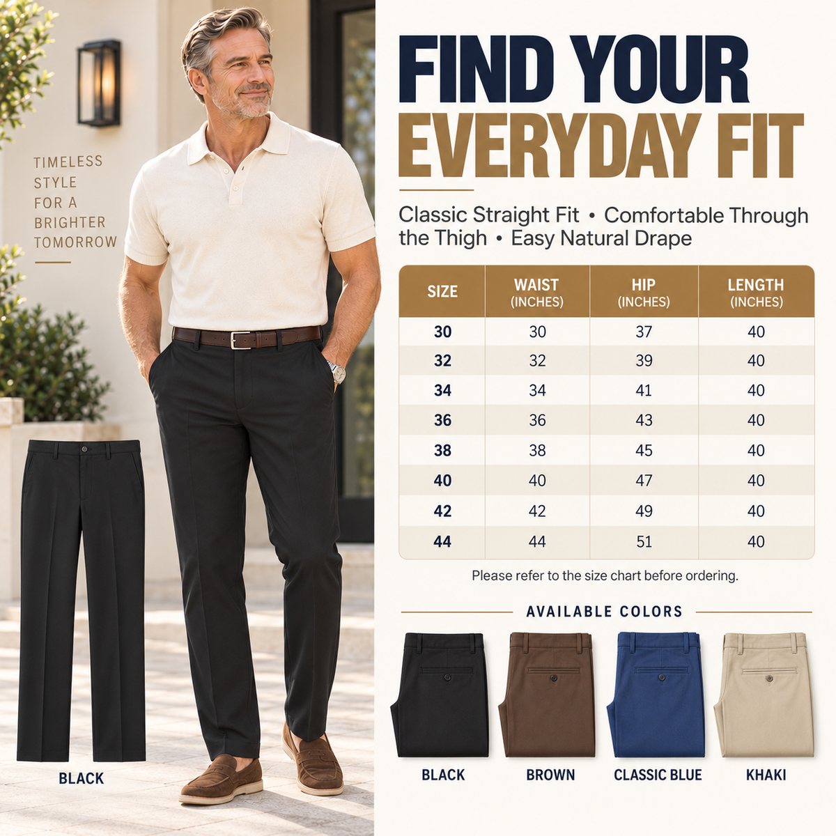 TimelessFlex – Men's High Stretch Straight Fit Pants
