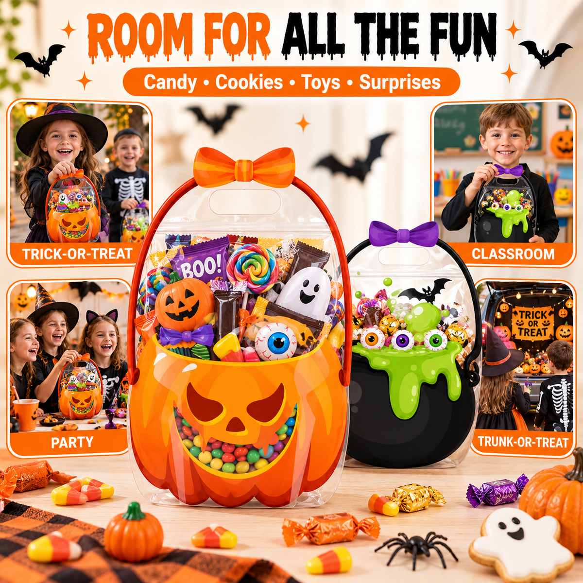 💥Special Sale🔥Halloween Treat Bags Set for Trick or Treat Candy Party Favor Storage🎃