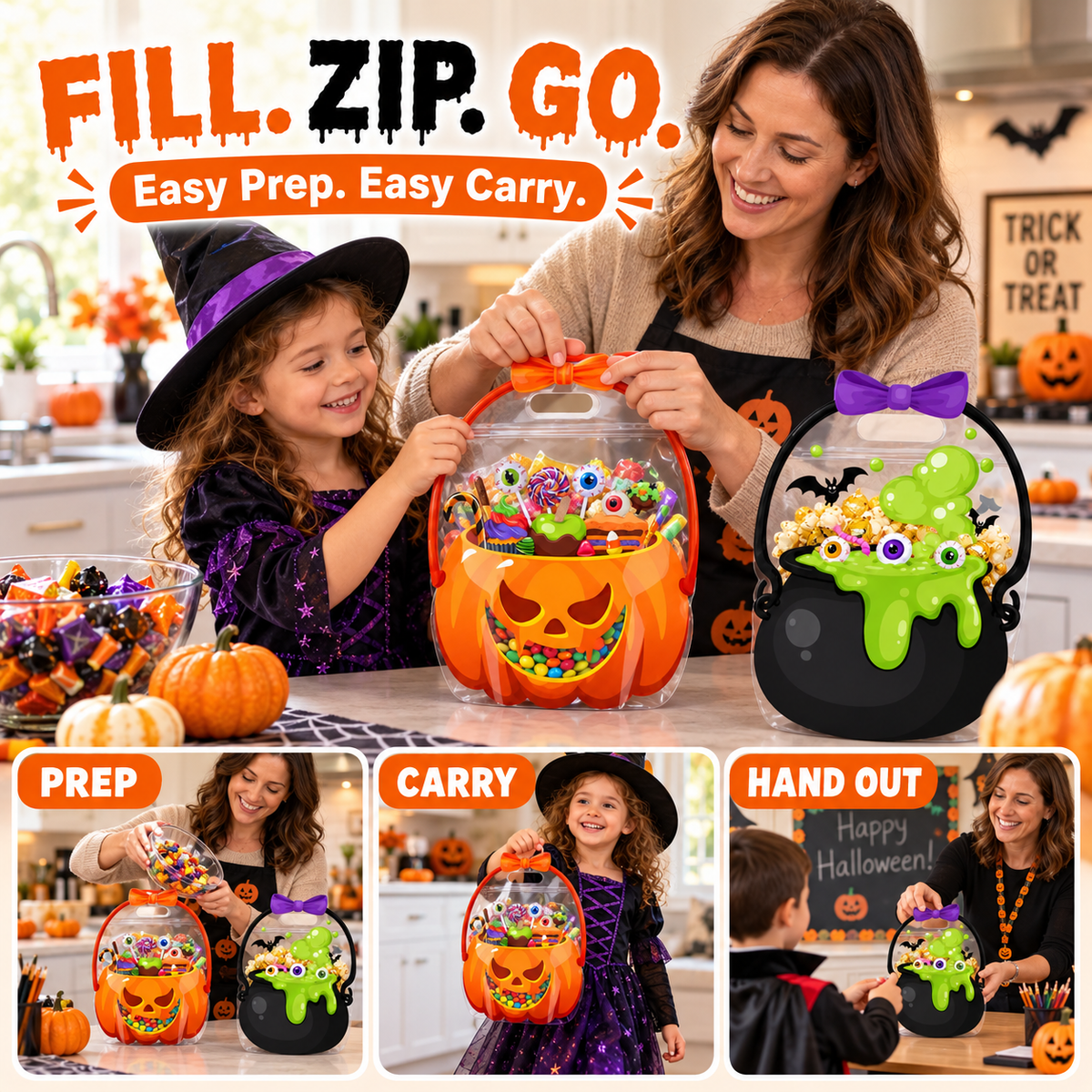 💥Special Sale🔥Halloween Treat Bags Set for Trick or Treat Candy Party Favor Storage🎃