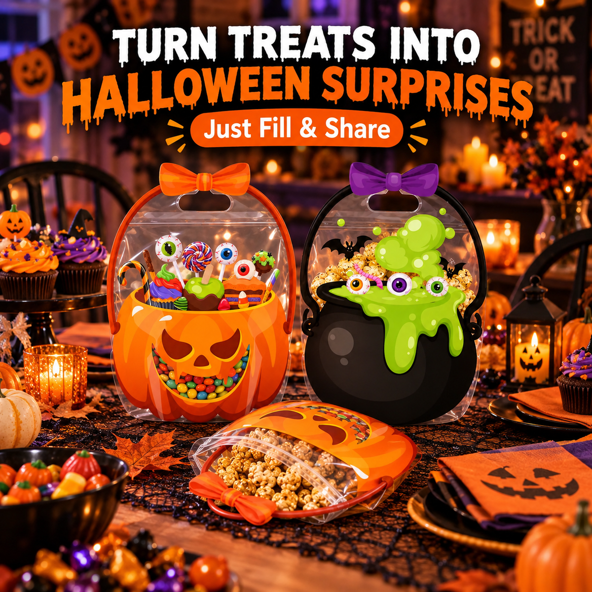 💥Special Sale🔥Halloween Treat Bags Set for Trick or Treat Candy Party Favor Storage🎃